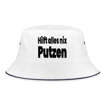 Putzen - Bucket Hat - Weiß/Navy - Vorne