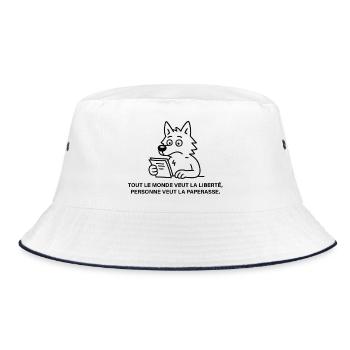 Loup lecteur et paperasse satirique - Bob - blanc/marine - Devant