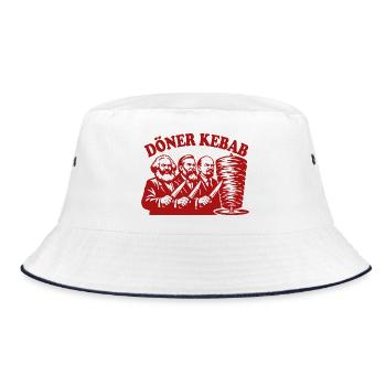 Döner Kebab - Marx, Engels, Lenin - Fast Food - Bucket Hat - Weiß/Navy - Vorne