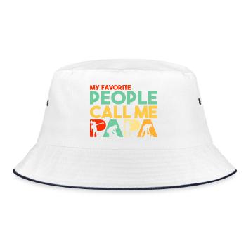 Landscaping Papa Gardener Silhouette Retro Art - Bucket Hat - white/navy - Front