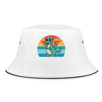 Dragon rétro avec style et lunettes de soleil - Bob - blanc/marine - Devant