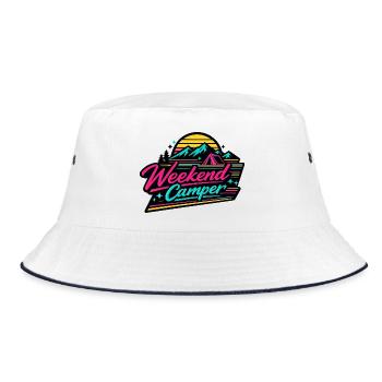 Weekend Camper Neon Skyline - Bucket Hat - Weiß/Navy - Vorne