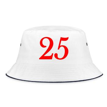 25. 25 JAHRE. 25. JUBILÄUM. 25 JAHRESJUBILÄUM. - Bucket Hat - Weiß/Navy - Vorne