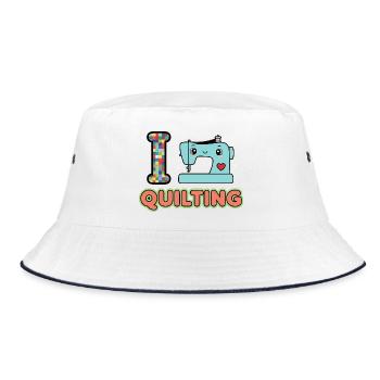 I Love Quilting Sewing Machine - Bucket Hat - white/navy - Front