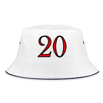 20. 20. JAHRESTAG. 20-JÄHRIGES JUBILÄUM. 20 JAHRE. - Bucket Hat - Weiß/Navy - Vorne