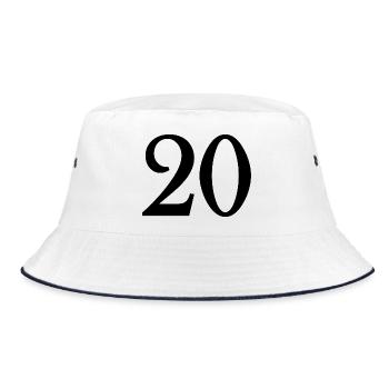 20. 20. JAHRESTAG. 20-JÄHRIGES JUBILÄUM. 20 JAHRE. - Bucket Hat - Weiß/Navy - Vorne