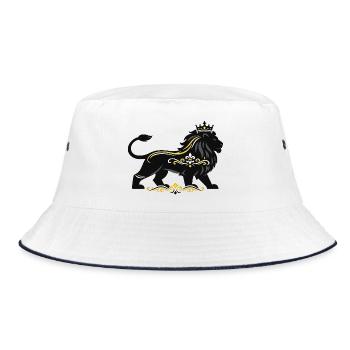 Royal Lion with Gold Ornament - Bucket Hat - white/navy - Front