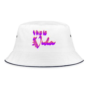 Auf das Leben Blumen-Design - Bucket Hat - Weiß/Navy - Vorne