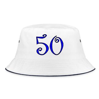 50. 50 YEARS. 50th ANNIVERSARY. 50 YEARS ANNIVERSARY. - Bucket Hat - white/navy - Front