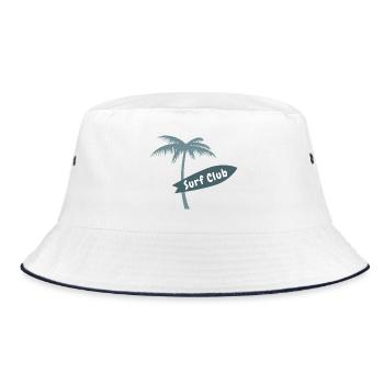 Surf Club Palm Beach Hawaii Surfboard Ocean Vibes - Bucket Hat - Weiß/Navy - Vorne
