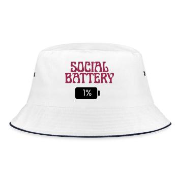 Social Battery 1% Funny Introvert T-Shirt minimali - Bucket Hat - Weiß/Navy - Vorne