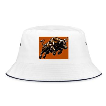 Stier - Bucket Hat - Weiß/Navy - Vorne