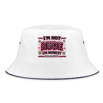 I'm honest, not rude sarcasm irony - Bucket Hat - white/navy - Front
