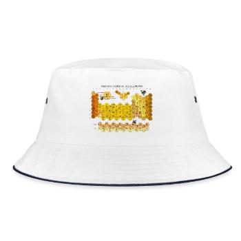 Periodic Table Of The Elements Honeycomb With Bees - Bucket Hat - white/navy - Front
