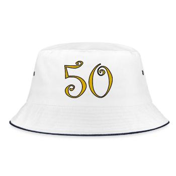 50. 50 YEARS. 50th ANNIVERSARY. 50 YEARS ANNIVERSARY. - Bucket Hat - white/navy - Front