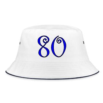 80. 80 JAHRE. 80. JUBILÄUM. 80-JAHRES-JUBILÄUM. - Bucket Hat - Weiß/Navy - Vorne