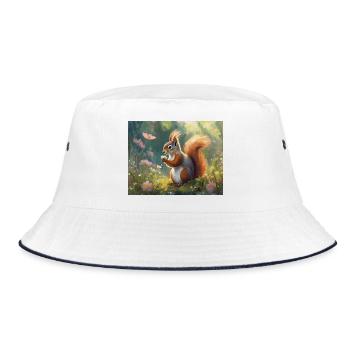 Squirrels in the flower garden - Bucket Hat - white/navy - Front