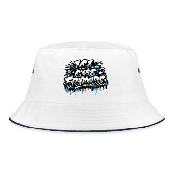 Ici c'est Fribourg - Bucket Hat - Weiß/Navy - Vorne