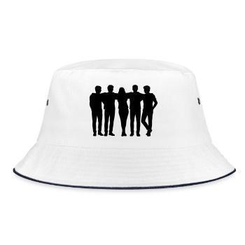 People Group Silhouette Friends Team Together - Bucket Hat - white/navy - Front