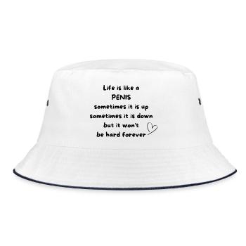 Life is like a penis - Bucket Hat - white/navy - Front