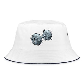 Wütende Hantel Cartoon - Bucket Hat - Weiß/Navy - Vorne