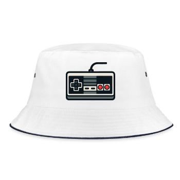 Retro NES Style Gamepad Outline - Bucket Hat - white/navy - Front