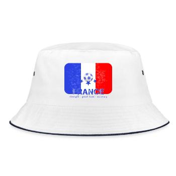 Frankreich Fahne mit Fußball Fußballteam Trikot - Bucket Hat - Weiß/Navy - Vorne