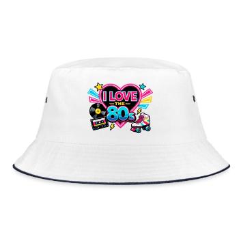 I Love the 80s Neon Heart - Bucket Hat - white/navy - Front