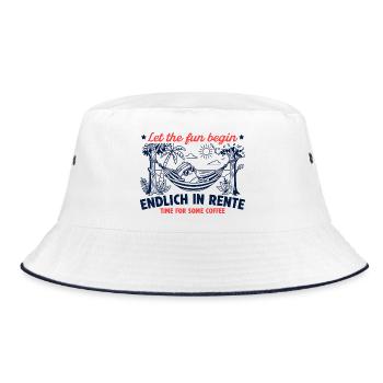 Finally retired retro coffee - Bucket Hat - white/navy - Front