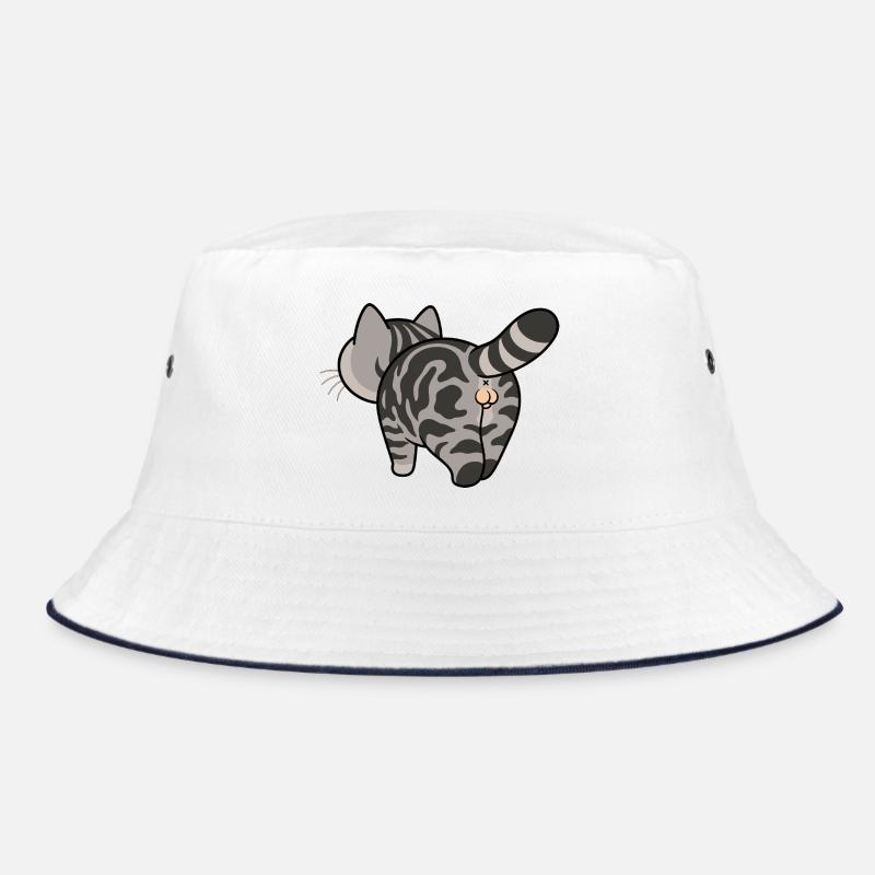 Grau getigerte Cartoonkatze Bucket Hat