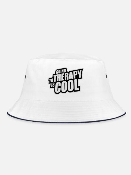 Going To Therapy Is Cool Funny Mentally Healthy - Bucket Hat - white/navy - Front