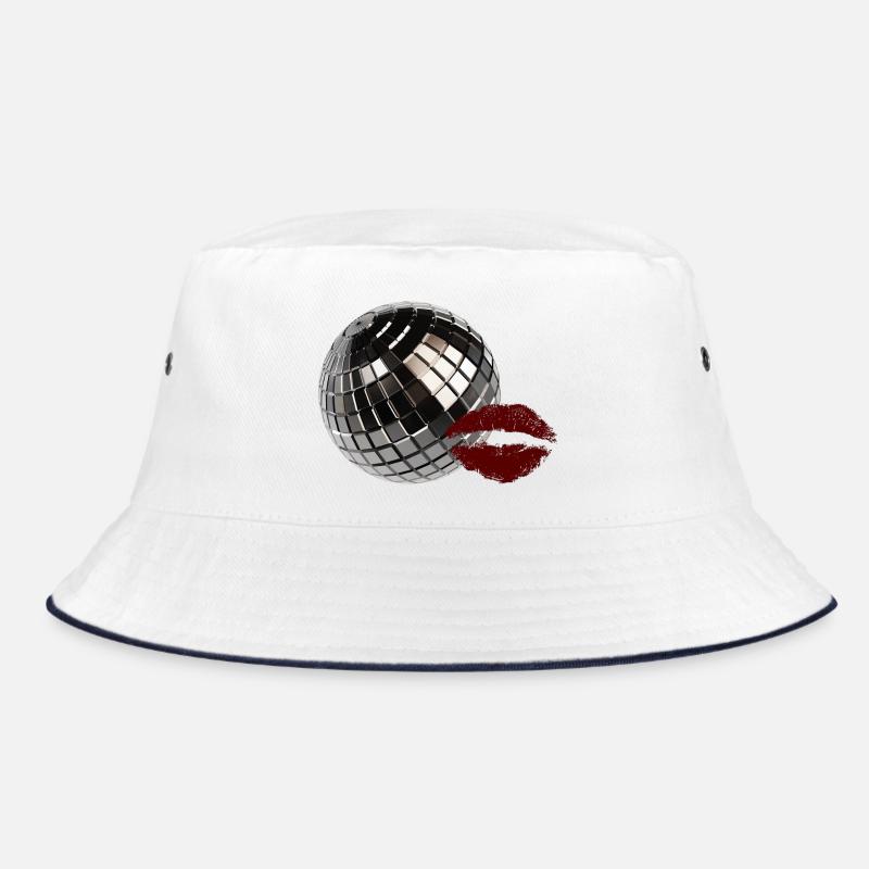 Retro-Discokugel mit Red Lips Y2K-Party-Ästhetik Bucket Hat