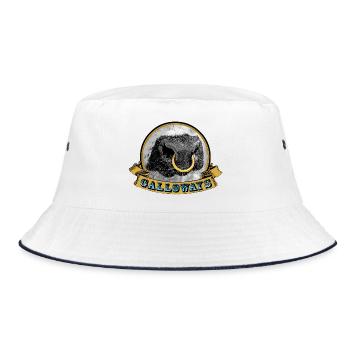 Galloway Ring-Kuh Logo - Bucket Hat - Weiß/Navy - Vorne