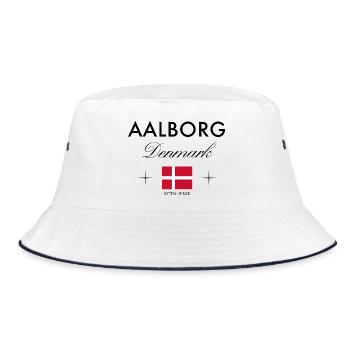 Aalborg Denmark Coordinates Travel Souvenir - Bucket Hat - white/navy - Front
