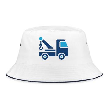Tow Truck Solid Icon Vehicle Recovery Transport Si - Bucket Hat - white/navy - Front
