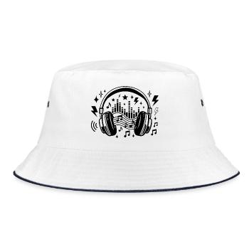 Music Headphones Graphic Soundwave Music Lover - Bucket Hat - white/navy - Front