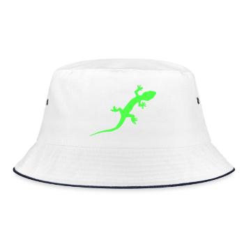 Neon Gecko Silhouette - Bucket Hat - Weiß/Navy - Vorne