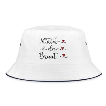 Mutter der Braut handgeschriebener Schriftzug mit  - Bucket Hat - Weiß/Navy - Vorne