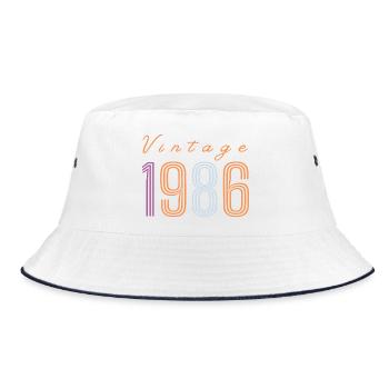 Design rétro d’anniversaire « Vintage 1986 » - Bob - blanc/marine - Devant