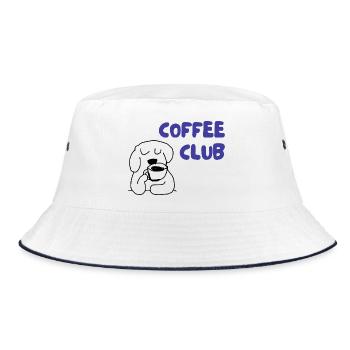 Kaffee Club Hund Illustration - Bucket Hat - Weiß/Navy - Vorne