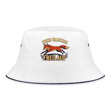 Schlaue Füchsen brauchen Freilauf - Bucket Hat - Weiß/Navy - Vorne