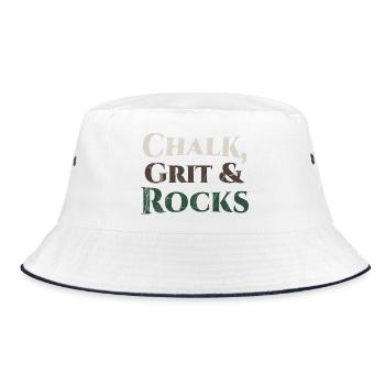 Chalk Grit & Rocks Motif - Bucket Hat - white/navy - Front