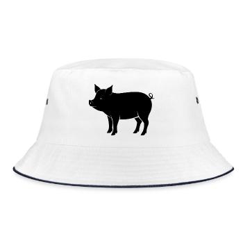 pig - Bucket Hat - white/navy - Front