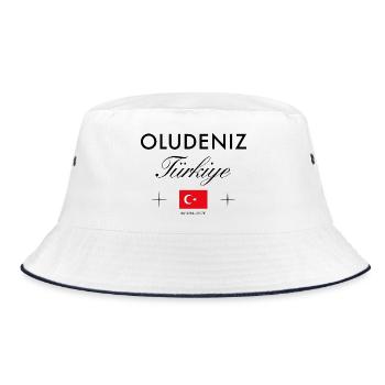 Oludeniz Türkei Koordinaten Reise Souvenir - Bucket Hat - Weiß/Navy - Vorne