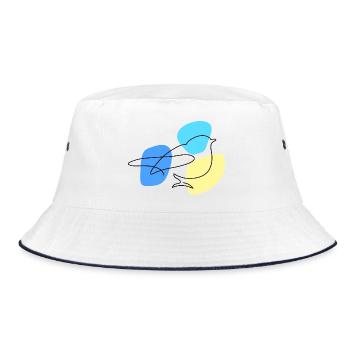 Lineart Blue with Pastel Shapes - Bucket Hat - white/navy - Front
