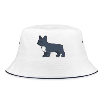 Silhouette du bouledogue français bleu - Bob - blanc/marine - Devant