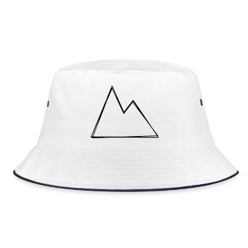 Berg handgezeichnet - Bucket Hat - Weiß/Navy - Vorne