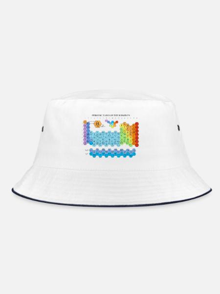 Periodic Table Of The Elements Hexagon Rainbow - Bucket Hat - Weiß/Navy