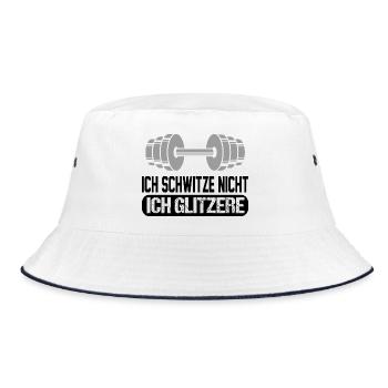 Ich schwitze nicht Bodybuilding Sprueche Glitzer - Bucket Hat - Weiß/Navy - Vorne