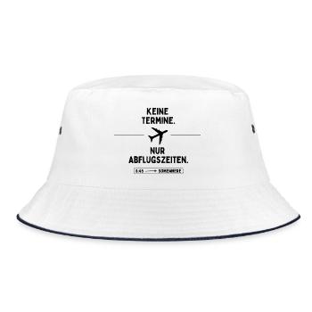 Keine Termine. Nur Abflugzeiten. Reise Spruch - Bucket Hat - Weiß/Navy - Vorne
